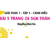 Giải bài 5 trang 26 Toán 7 Tập 1 SGK Cánh Diều